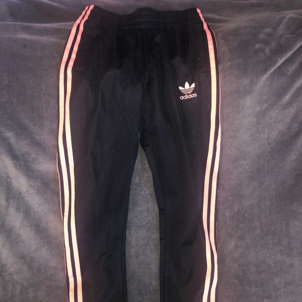 Girl's pink and black ADIDAS Snap Track Pants